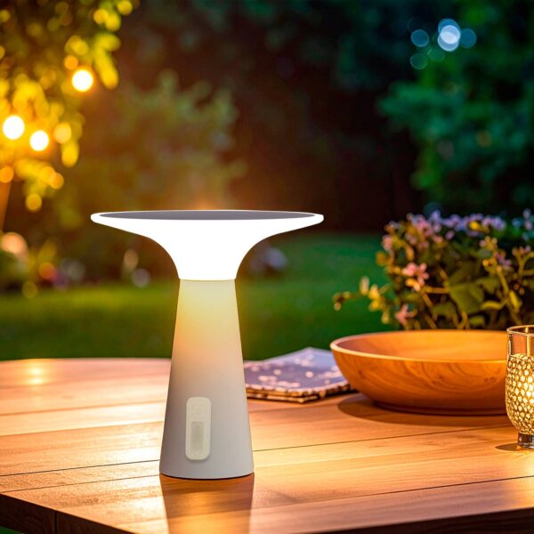 Solar LED tafellamp beige - USB oplaadbaar - 3000K- IP54 - Afbeelding 1