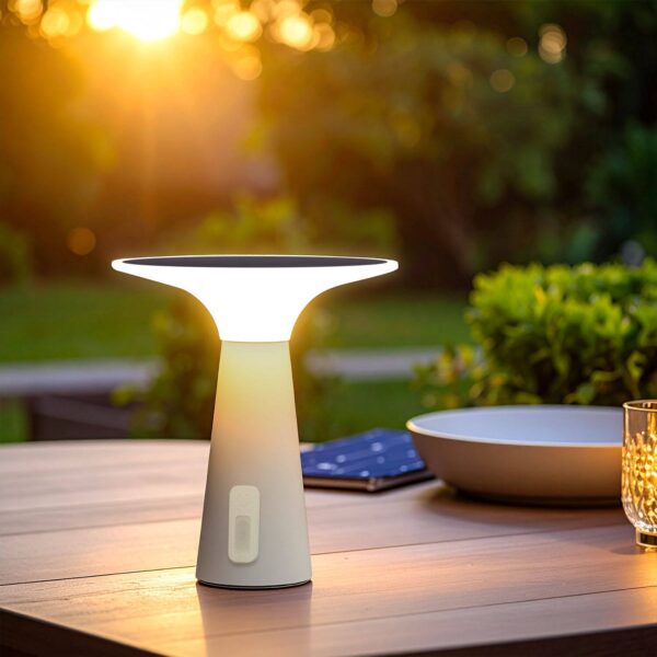 Solar LED tafellamp wit - USB oplaadbaar - 3000K- IP54 - Afbeelding 2