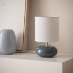 Scandinavische tafellamp van keramiek - met stoffen kap - E14 - blauw - Afbeelding 4