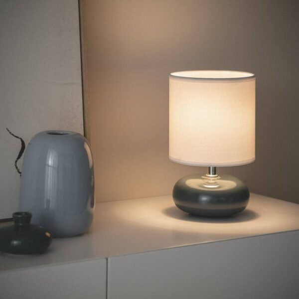 Scandinavische tafellamp van keramiek - met stoffen kap - E14 - blauw - Afbeelding 2