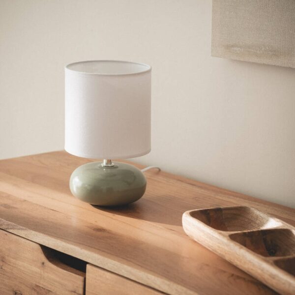 Scandinavische tafellamp van keramiek - met stoffen kap - E14 - groen - Afbeelding 4