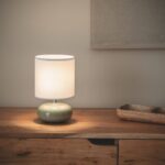 Scandinavische tafellamp van keramiek - met stoffen kap - E14 - groen - Afbeelding 2