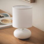 Scandinavische witte keramiek tafellamp stoffen kap E14 fitting gezellig licht