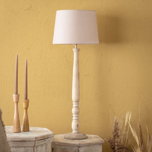Beige taupe hout tafellamp E27 fitting klassiek voor woonkamer sfeerlicht