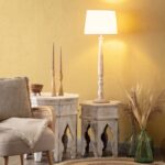 Tafellamp hout met taupe kap - E27 fitting - klassiek beige - Afbeelding 2