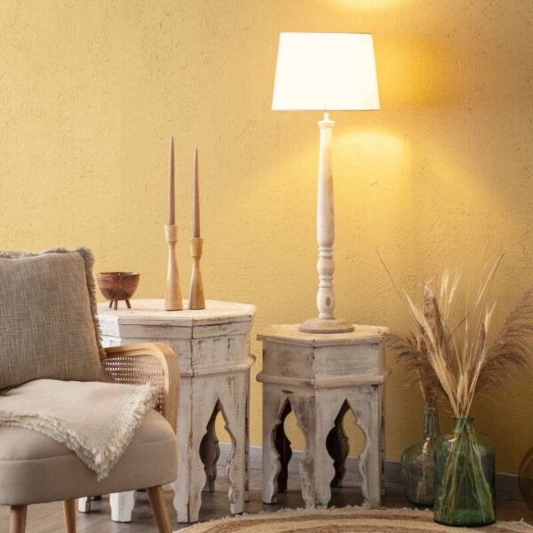Tafellamp hout met taupe kap - E27 fitting - klassiek beige - Afbeelding 2