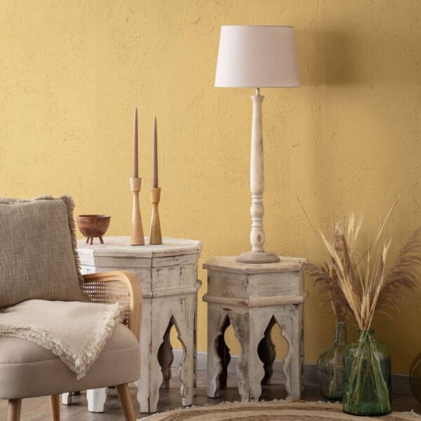 Tafellamp hout met taupe kap - E27 fitting - klassiek beige - Afbeelding 4
