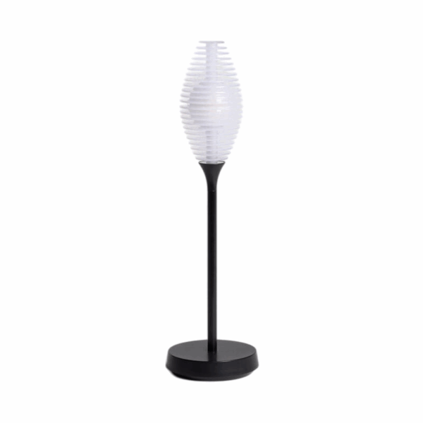 Design tafellamp LED zwart sculpturaal oplaadbaar USB-C IP44 warm wit licht 38 cm