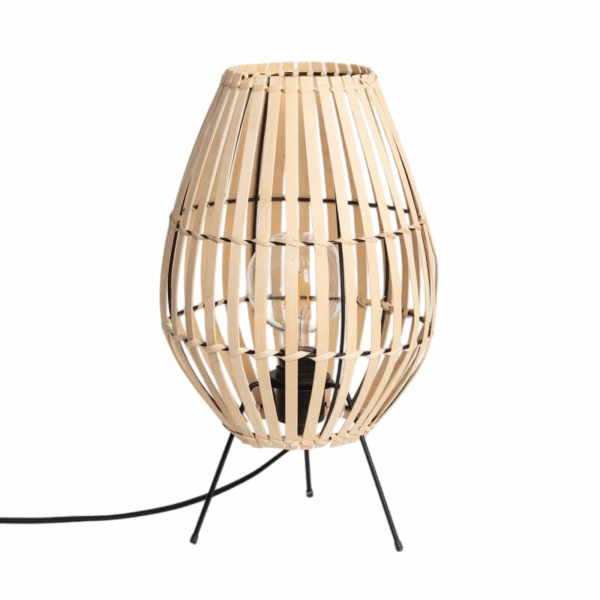 Bamboe tafellamp - E27 - 44 cm hoog - natuurlijk vlechtwerk - Afbeelding 1