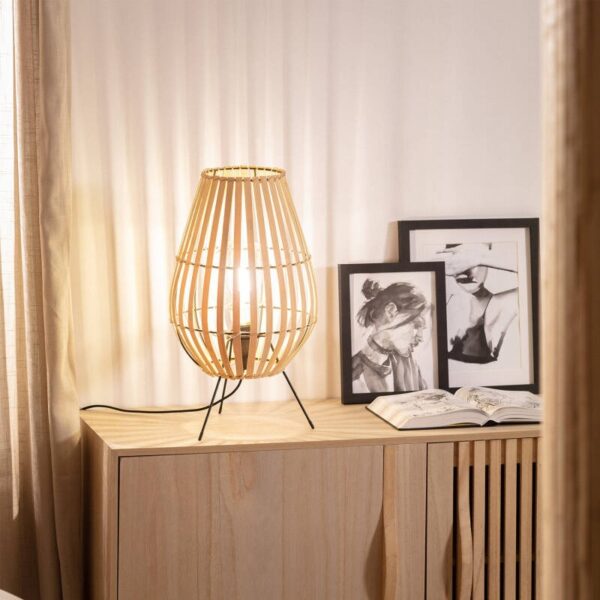 Bamboe tafellamp - E27 - 44 cm hoog - natuurlijk vlechtwerk - Afbeelding 4