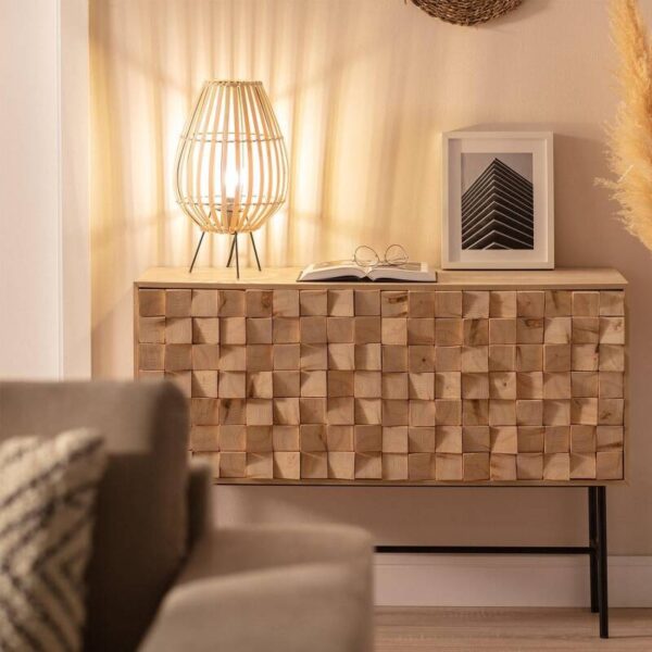 Bamboe tafellamp - E27 - 44 cm hoog - natuurlijk vlechtwerk - Afbeelding 6