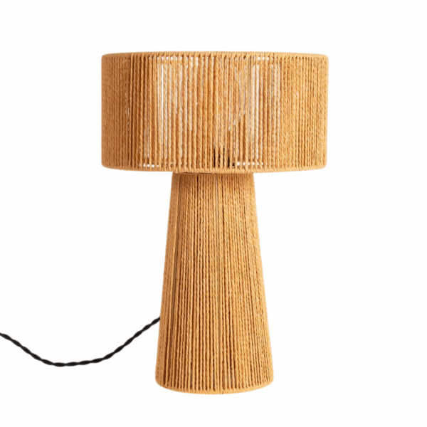 Boho tafellamp - E27 - gevlochten papier - 41 cm hoog - natuurlijk - Afbeelding 1