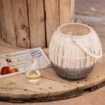 Boho tafellamp touw - LED - draagbaar - 24 cm hoog - naturel