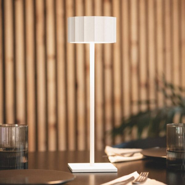 Buiten tafellamp LED - oplaadbaar - dimbaar - 34 cm hoog - wit - Afbeelding 1