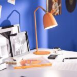 Design bureaulamp - E27 - metaal - 43 cm hoog - oranje saffraan - Afbeelding 6