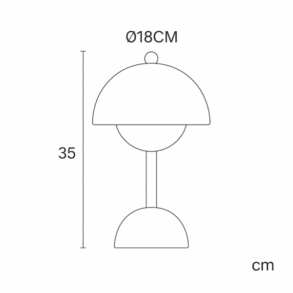 Design tafellamp - LED - oplaadbaar - dimbaar - 35 cm hoog - zwart - Afbeelding 9
