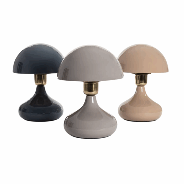 Design tafellamp met retro kap - E27 - metaal - 23 cm hoog - beige - Afbeelding 4