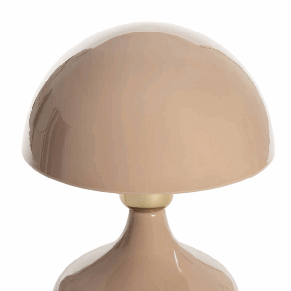Design tafellamp met retro kap - E27 - metaal - 23 cm hoog - beige - Afbeelding 3