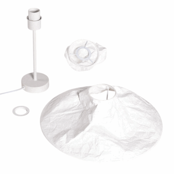 Design tafellamp papier - brede kap - E27 - 39 cm hoog - wit - Afbeelding 7