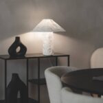 Design tafellamp papier - brede kap - E27 - 39 cm hoog - wit - Afbeelding 6