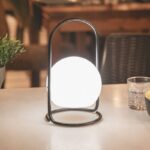 Draagbare tafellamp oplaadbaar - LED - bolvorm - 30 cm hoog - zwart - Afbeelding 2