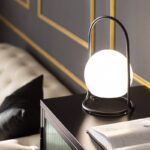Draagbare tafellamp oplaadbaar - LED - bolvorm - 30 cm hoog - zwart - Afbeelding 8