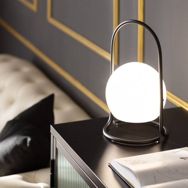 Draagbare tafellamp oplaadbaar - LED - bolvorm - 30 cm hoog - zwart - Afbeelding 8