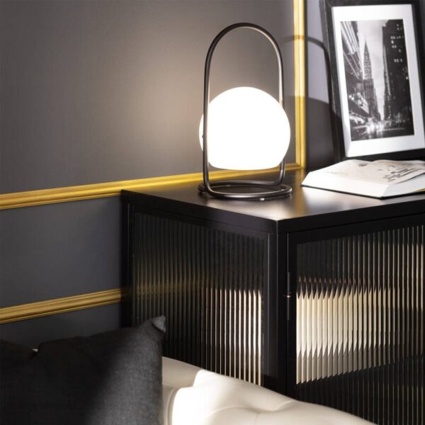 Draagbare tafellamp oplaadbaar - LED - bolvorm - 30 cm hoog - zwart - Afbeelding 7