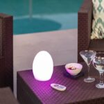 Eivormige RGB tafellamp met afstandsbediening - LED - oplaadbaar - 19 cm hoog - wit