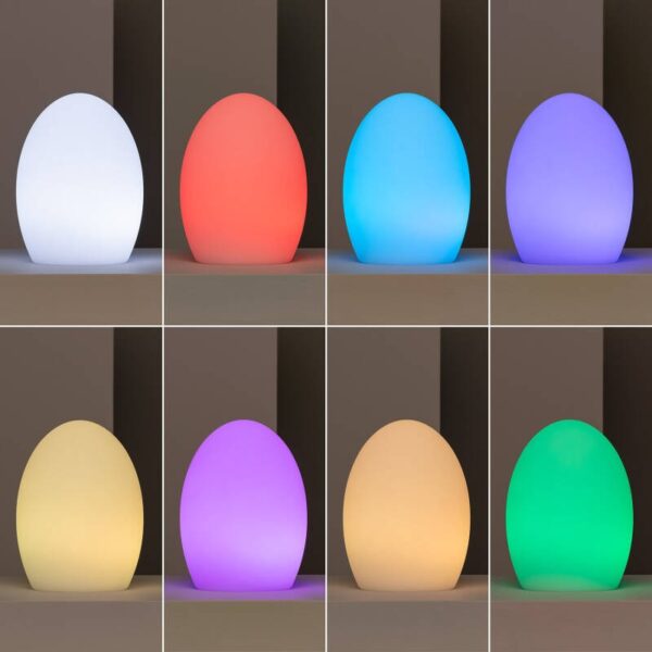 Eivormige RGB tafellamp met afstandsbediening - LED - oplaadbaar - 19 cm hoog - wit - Afbeelding 3