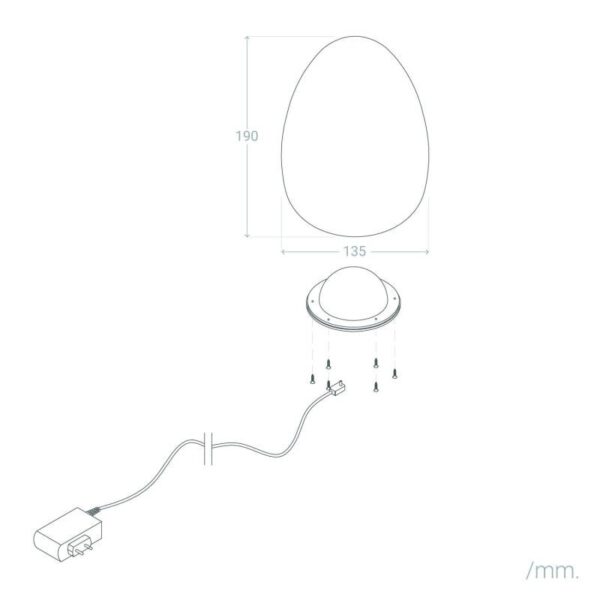 Eivormige RGB tafellamp met afstandsbediening - LED - oplaadbaar - 19 cm hoog - wit - Afbeelding 8