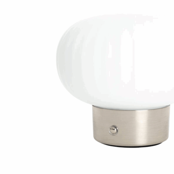 Glazen tafellamp bolvorm - LED - oplaadbaar - 13 cm hoog - zilver - Afbeelding 7
