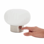 Glazen tafellamp bolvorm - LED - oplaadbaar - 13 cm hoog - zilver - Afbeelding 3
