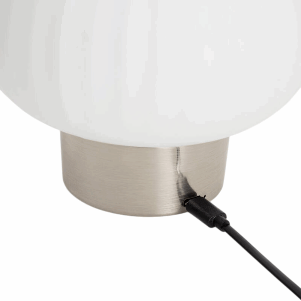 Glazen tafellamp bolvorm - LED - oplaadbaar - 13 cm hoog - zilver - Afbeelding 6