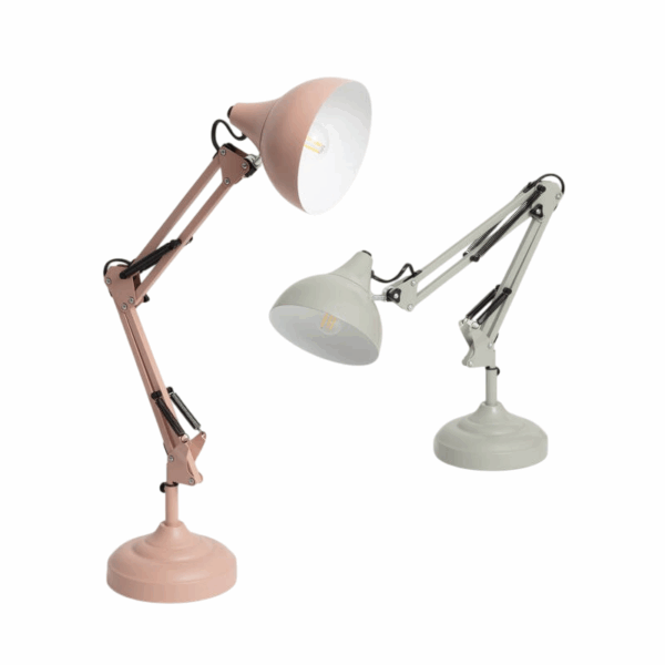 Industriële bureaulamp - E27 - metaal - verstelbaar - roze - Afbeelding 9