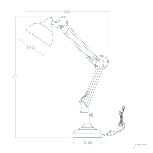 Industriële bureaulamp - E27 - metaal - verstelbaar - roze - Afbeelding 11