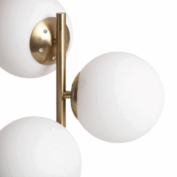 Luxe tafellamp 3 bollen - E27 - metaal - glas - 56 cm hoog - goud - Afbeelding 3