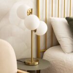 Luxe tafellamp 3 bollen - E27 - metaal - glas - 56 cm hoog - goud - Afbeelding 6