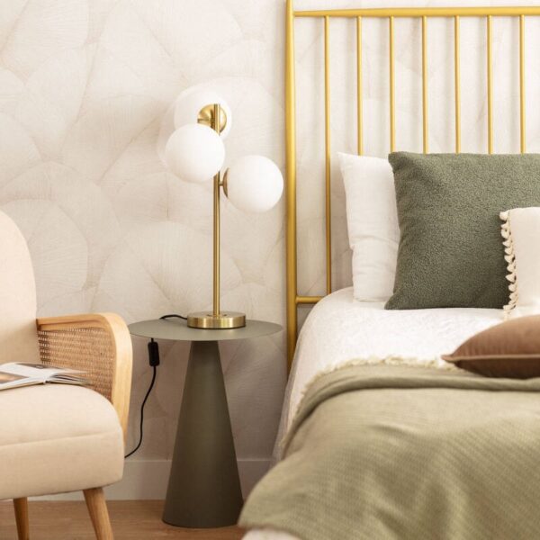 Luxe tafellamp 3 bollen - E27 - metaal - glas - 56 cm hoog - goud - Afbeelding 4