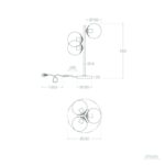 Luxe tafellamp 3 bollen - E27 - metaal - glas - 56 cm hoog - goud - Afbeelding 8