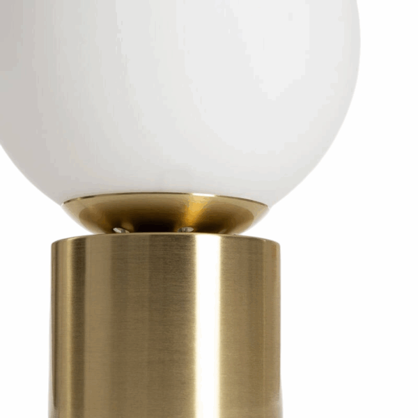 Luxe tafellamp opaalglas - E27 - bol - 25 cm hoog - goud - Afbeelding 3