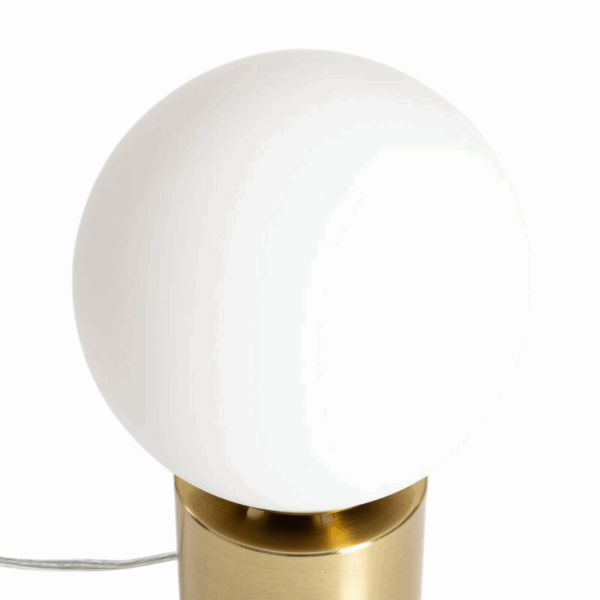 Luxe tafellamp opaalglas - E27 - bol - 25 cm hoog - goud - Afbeelding 5