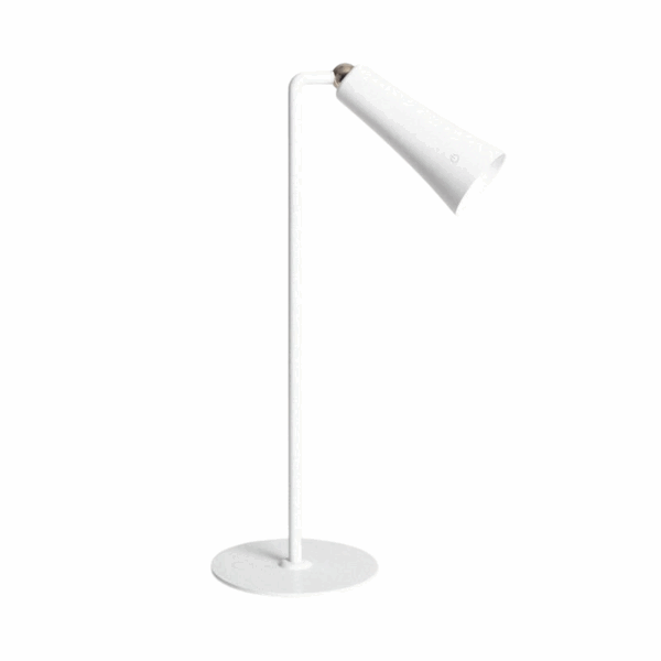 Witte dimbare LED tafellamp oplaadbaar USB-C 4000K IP40 slank metalen design 36 cm