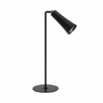 Zwarte dimbare LED tafellamp oplaadbaar USB-C 4000K IP40 slank metalen design 36 cm