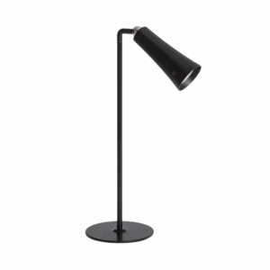 Zwarte dimbare LED tafellamp oplaadbaar USB-C 4000K IP40 slank metalen design 36 cm