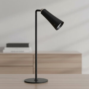 Zwarte dimbare LED tafellamp oplaadbaar USB-C 4000K IP40 slank metalen design 36 cm