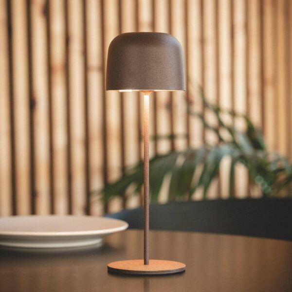 Moderne draagbare tafellamp - LED - 24 cm hoog - bruin - Afbeelding 2