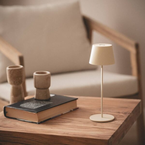 Moderne draagbare tafellamp - oplaadbaar - LED - dimbaar - 24 cm hoog - beige - Afbeelding 4