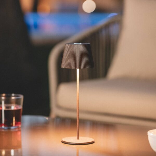 Moderne draagbare tafellamp - oplaadbaar - LED - dimbaar - 24 cm hoog - bruin - Afbeelding 2