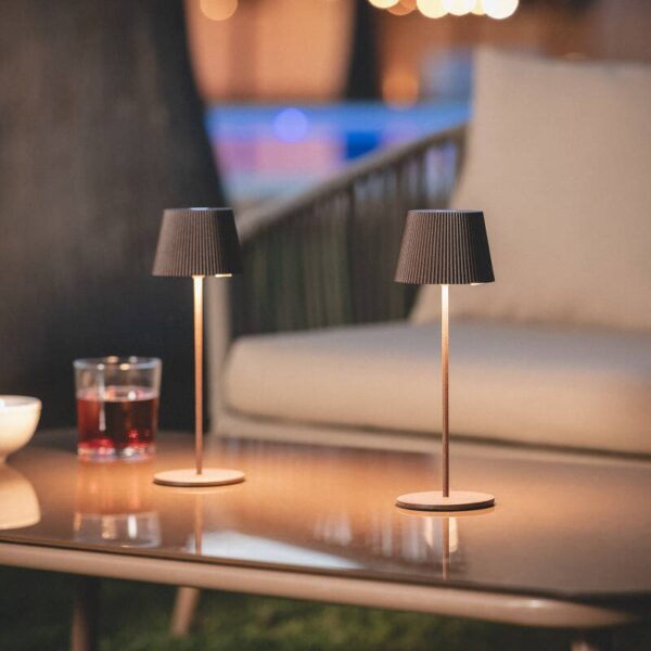 Moderne draagbare tafellamp - oplaadbaar - LED - dimbaar - 24 cm hoog - bruin - Afbeelding 4